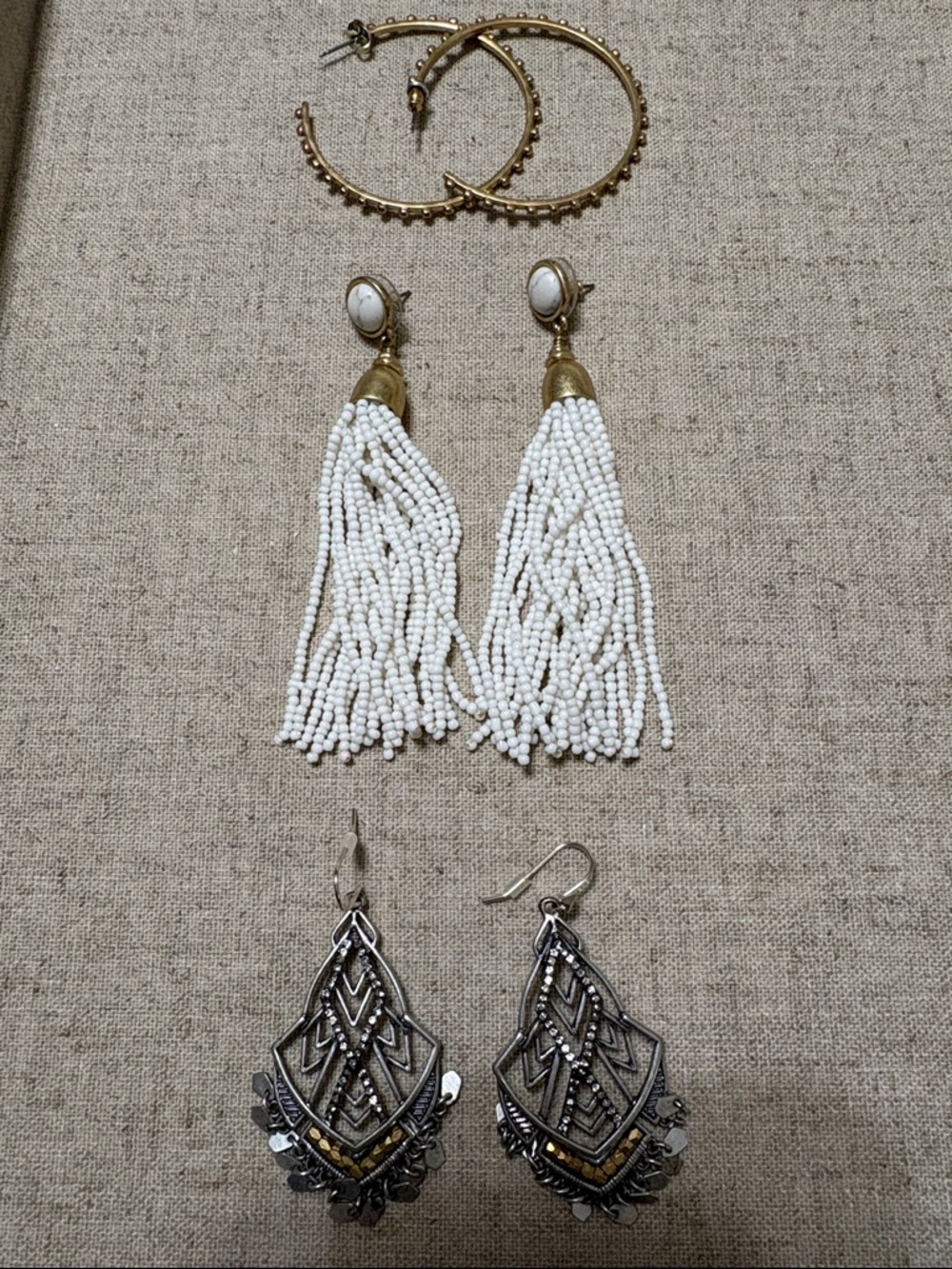 Stella & Dot Tassels Hoops, Dangles: Wardrobe of Three Statement Earrings
